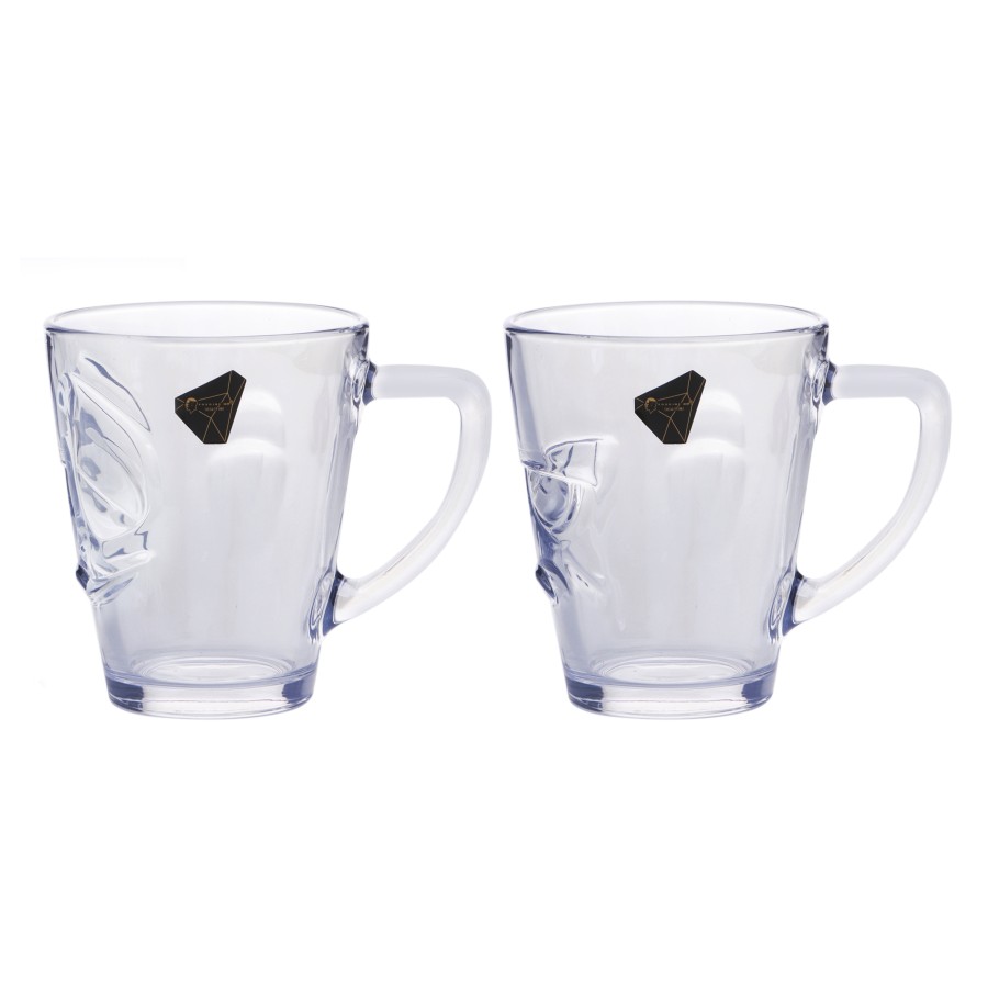 BLINKMAX 2pc Crystal Blue Glass Mug Tumbler Set Drinkware 395ml