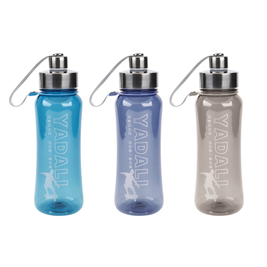 Generic Transparent Plastic Water Bottle 850ml - 3 Color Pack