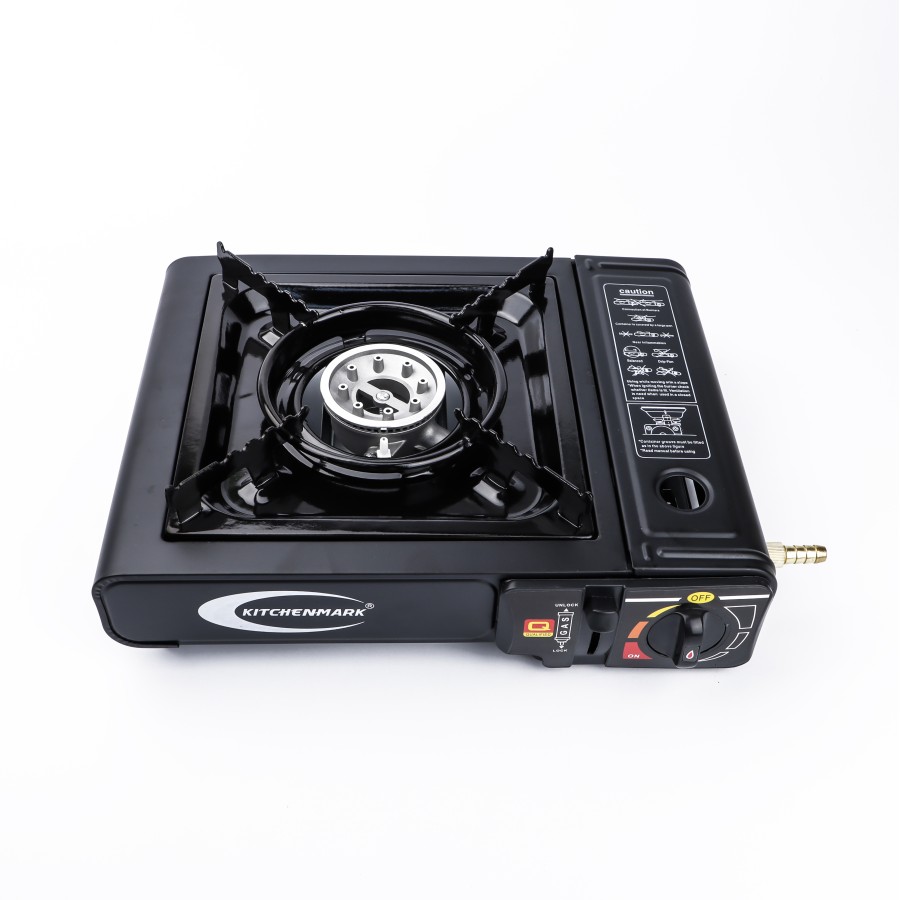 KITCHENMARK Portable 2-in-1 Gas Stove for Outdoor Use - Black