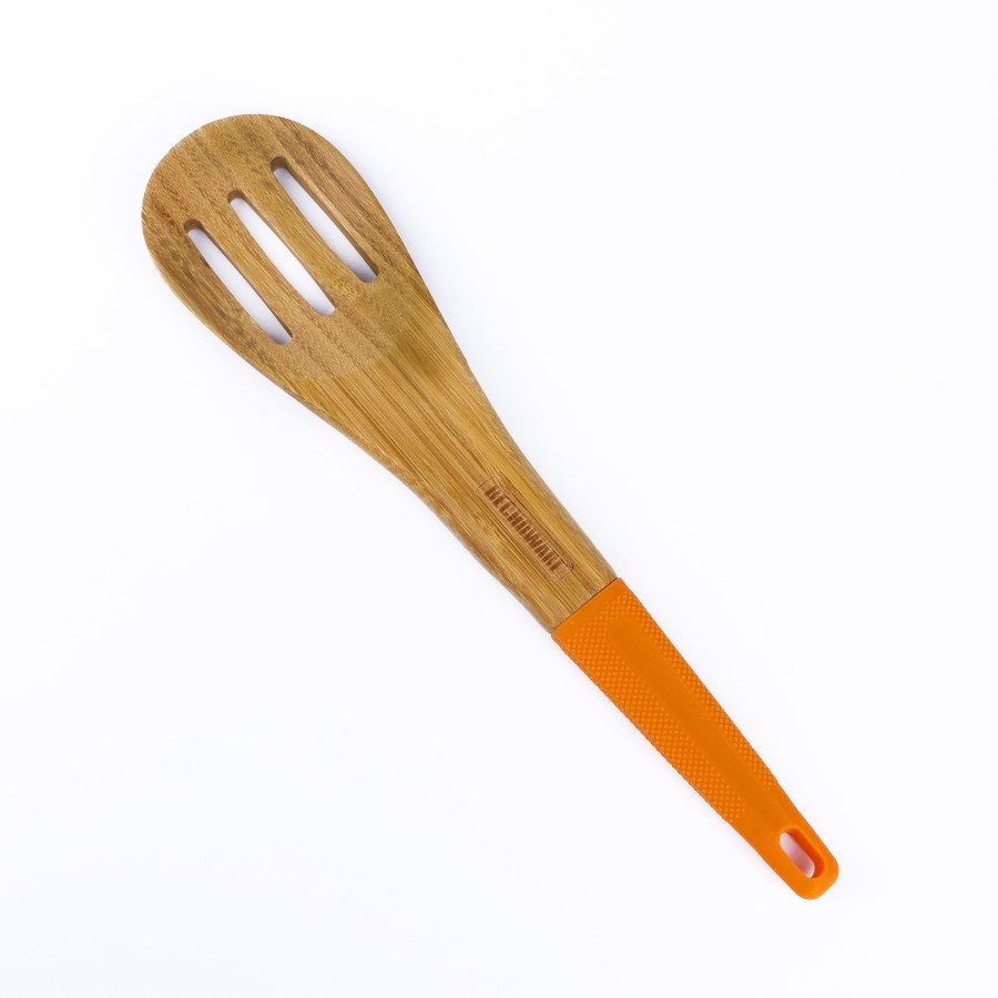 BECHOWARE Wooden Slotted Spoon 32cm - Orange