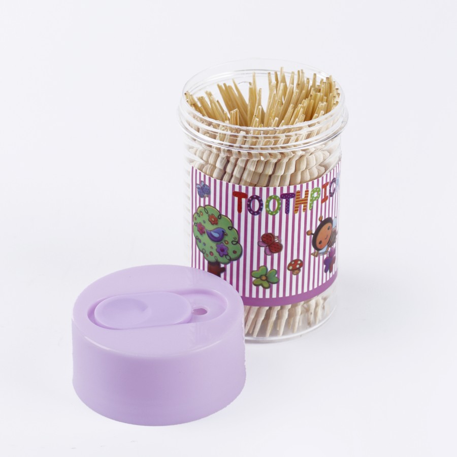 Generic 200pc Wooden Toothpick Multicolor Plastic Container - Pack of 12