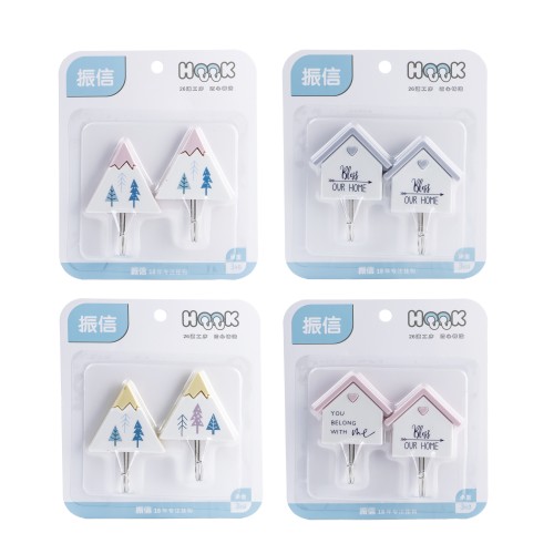 Generic Triangle Shaped Adhesive Sticker Hook 2pcs - 4 Color Pack