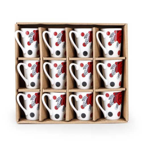 KITCHENMARK Ceramic Cup 100mL - Set of 12 - Roses