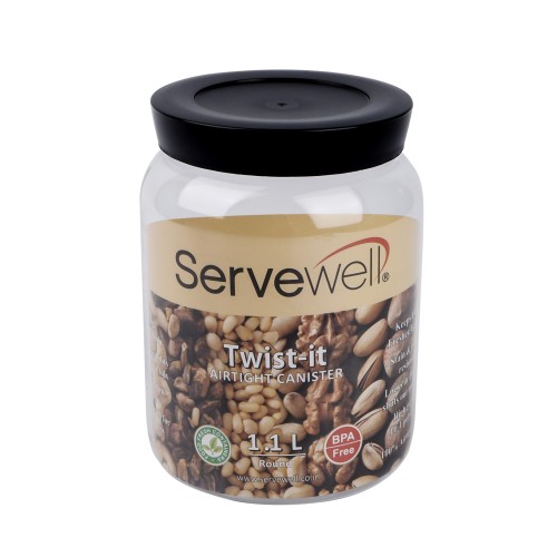 Servewell Airtight Canister Round Transparent Container 1100ml